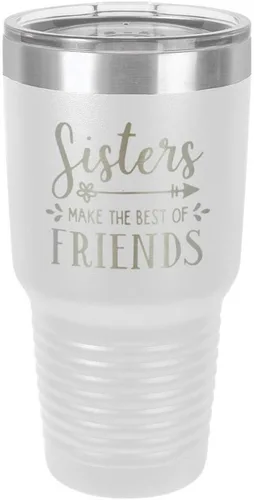 Vista 21 de SISTERS MAKE THE BEST OF FRIENDS Vaso negro de 30 onzas con popote y tapa superior deslizante Taza de viaje de acero inoxidable Comparar