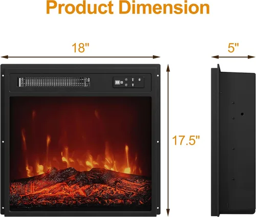 Vista 5 de Royalcraft Inserto de chimenea eléctrica de 18 pulgadas, calentador de chimenea empotrado con control remoto, calentador pequeño con bajo ruido