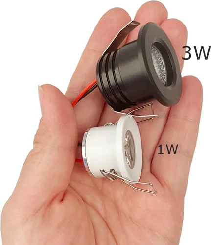 Vista 4 de 2 paquetes de mini focos de 3 W, AC 110V 220V, luces empotradas para techo, para exhibición en vitrina y debajo del gabinete, luz blanco cálido 3000