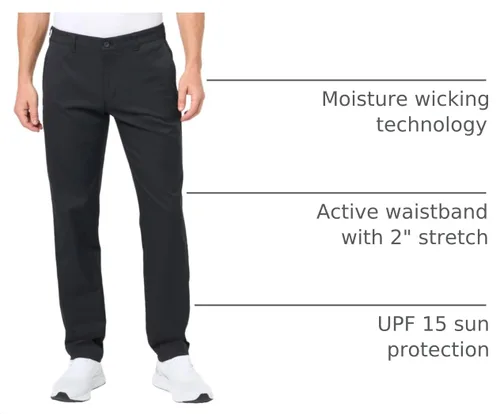 Vista 4 de PGA Tour - Pantalón de golf para hombre con cintura activa y parte frontal plana Caviar