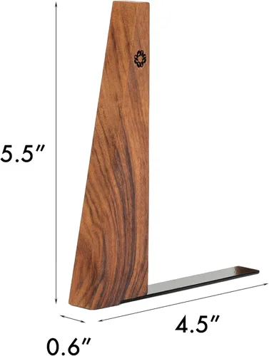 Vista 5 de Soportes de Nogal para Estantes Soportes de Madera para Estantes Soportes de Libros Robustos, con Base Metálica para Librerías Elegantes
