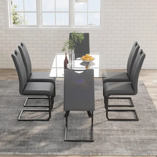 Vista 24 de 5-Piece 47" Dining Table with 4 PU Leather Chairs, Modern Dining Table Set for 4, Rectangle Black Top Kitchen Table with Black Metal Legs for Dining