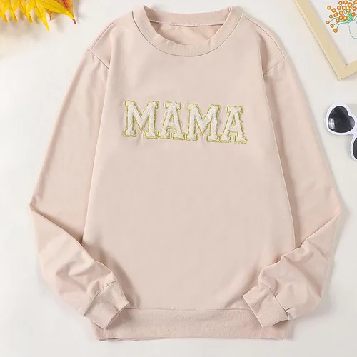 Vista 2 de Winioder Mommy and Me - Conjunto a juego con estampado de letras y cuello redondo, sudadera de manga larga para bebé