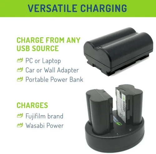Vista 6 de Wasabi Power Batería (paquete de 2) y cargador dual para Fujifilm NP-W235 y compatible con Fujifilm X-H2S, GFX 50S II, GFX 100S, Fujifilm X-T4