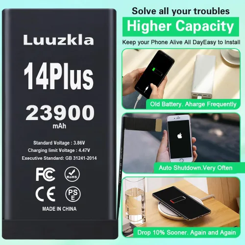 Vista 3 de Batería de 23900 mAh compatible con iPhone 14 Plus, nueva actualización, batería de gran capacidad compatible con iPhone 14 Plus, con kits