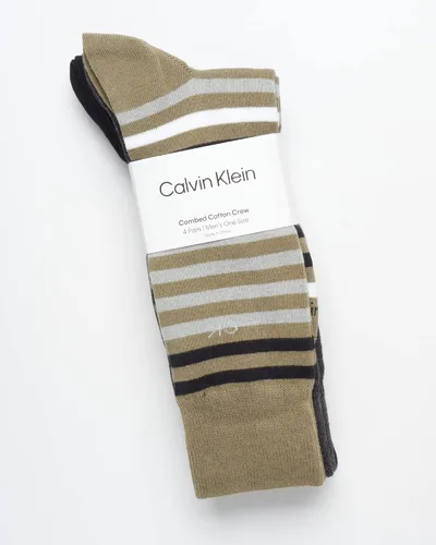 Vista 2 de Calvin Klein Calcetines de vestir para hombre mezcla de algodón calcetines estampados paquete de 4