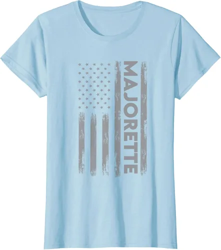 Vista 23 de Great Majorette - Camiseta de bastón giratorio con diseño de bandera de Estados Unidos, Negro, S