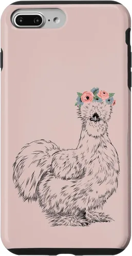 Vista 12 de Silkie Chicken with Floral Headband Farm Animal Funda para iPhone 17