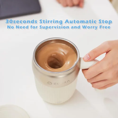 Vista 3 de Taza mezcladora eléctrica – Taza de café recargable autoagitable magnética taza de acero inoxidable para oficina/cocina/viajes/café casero/chocolate