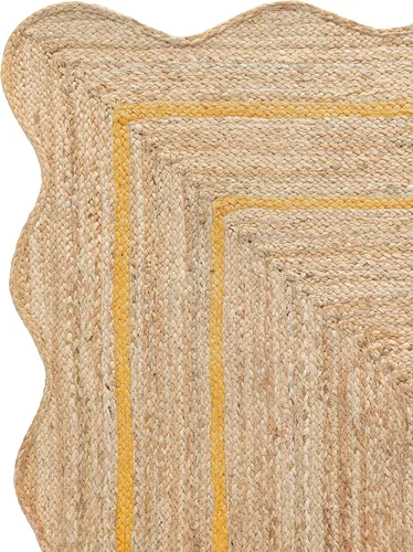Vista 28 de Alfombra de Yute Natural Ondulada Festoneada - Corredor de Entrada Boho, Festón Estilo Granja, Blanco Roto (8'x10') Camino de entrada bohemio