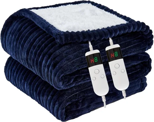 Vista 23 de Manta térmica portátil con mangas y bolsillo para el pie, manta térmica de calentamiento rápido con 10 ajustes de calor apagado automático
