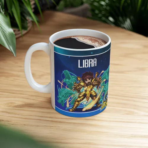 Vista 4 de Libra, Los Caballeros del Zodiaco, Taza de Cerámica 11 Oz