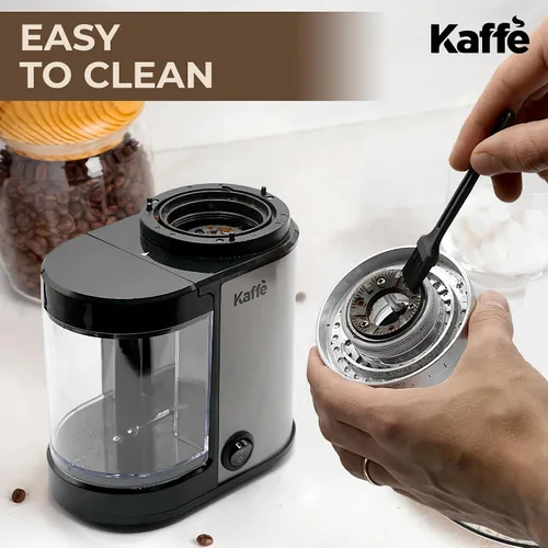 Vista 5 de Kaffe Molinillo de Café Eléctrico de Rebabas (5.5 onzas) con ajustes de grosor precisos ajustables - rebabas planas - [motor mejorado] - molinillo