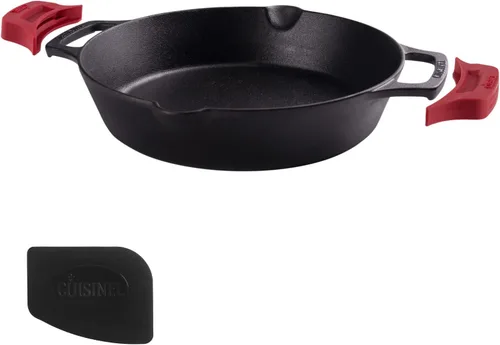 Vista 15 de Sartén de hierro fundido de Cuisinel con tapa - Sartén para freír pre-sazonada de 10" pulgadas + cubierta de vidrio + soporte para mango resistente
