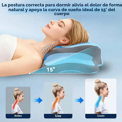 Vista 4 de Almohada Ergo para la apnea del sueño, dolor de cuello y alivio de ronquidos, almohada cervical cervical para dormir de lado, espuma viscoelástica