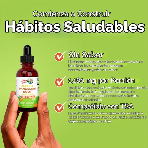 Vista 5 de Extracto de Raíz de Diente de León Orgánico de MaryRuth's USDA Orgánico Fácil de Tomar Suplemento Líquido de Raíz de Diente de León Extracto