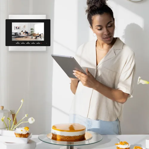 Vista 5 de Timbre de video con cable con kit de cámara y monitor, timbre de intercomunicación con cámara, sistema de intercomunicación de video de doble vía