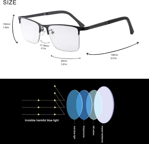 Vista 5 de Gafas de lectura fotocromáticas progresivas multienfoque para hombres y mujeres, gafas de luz azul para lectura