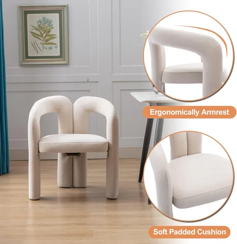 Vista 6 de Modernas sillas de comedor de terciopelo tapizadas, con respaldo curvado, cómoda silla auxiliar para cocina, comedor, sala de estar