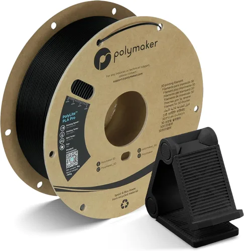 Vista 50 de Polymaker PLA Pro Filament 1.75mm 1KG Black, High-Impact Resistance Tough, High Speed Up to 300mm/s, Clean Surface, Low-Warp, Easy to Print on