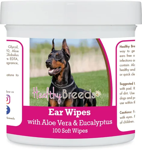Vista 55 de Healthy Breeds Affenpinscher Toallitas de limpieza de oídos con aloe y eucalipto para perros, 100