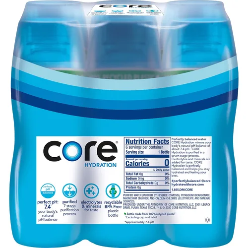 Vista 15 de Core Hidratación Agua perfectamente equilibrada, botellas de 0.5 L, 24 unidades (4 paquetes de 6)