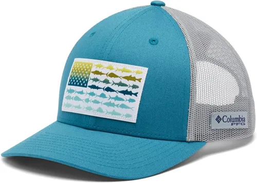 Vista 8 de Columbia Snapback de malla con bandera de pez PFG Negro y piedra oscura.