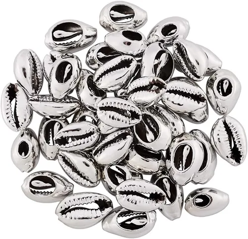 Vista 14 de Cheriswelry 100 cuentas de concha para hacer pulseras, conchas de cauri, cuentas espaciadoras de verano, playa, cuentas ovaladas para hacer