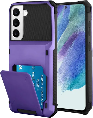 Vista 47 de Funda tipo cartera para Samsung Galaxy S22 con ranura para 2 tarjetas de crédito Funda a prueba de golpes Hybrid Heavy Duty Protection Armor Funda