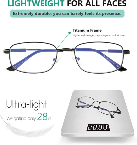Vista 2 de Eyekepper Lentes de lectura progresivos con protección UV, 3 niveles, multienfoque, para hombres y mujeres, marco de memoria flexible (negro, +1.00)