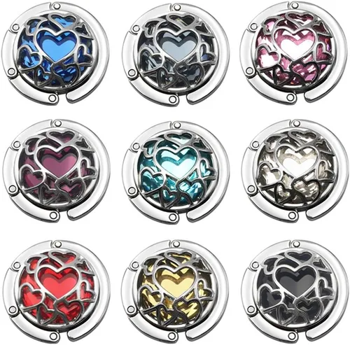 Vista 3 de Múltiples corazones estilo Premium plegable bolso bolso bolso percha mesa gancho titular (azul)