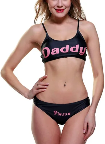 Vista 5 de Traje de baño de 2 piezas para mujer, con estampado Come Here Yes Dad