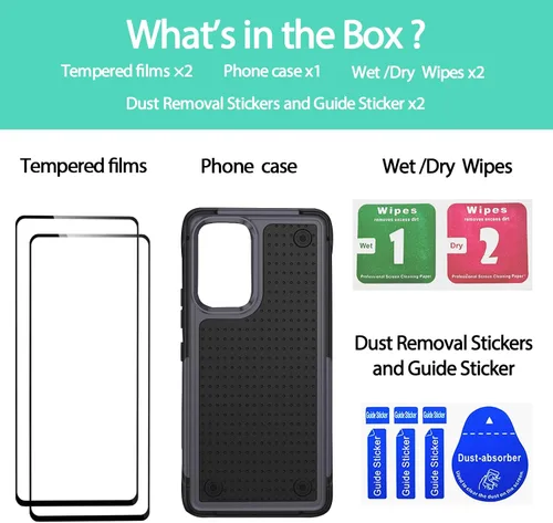 Vista 130 de Jeylly Compatible con Samsung Galaxy A22 5G Funda, Funda Samsung A22 5G con 2pcs protectores de pantalla de vidrio templado