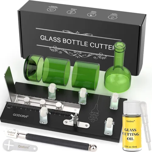 Vista 11 de Cortador de botellas de vidrio, kit de bricolaje con base de madera Botella cortadora de vidrio
