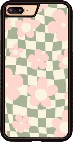 Vista 24 de Funda de teléfono con soporte a cuadros negros con diseño de patrón antideslizante, marco de gel de sílice suave para iPhone 7/8