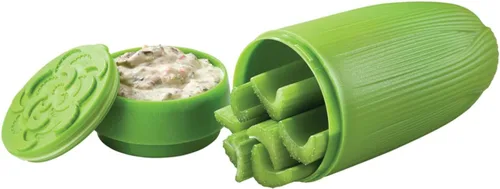 Vista 5 de Hutzler set contenedor de botana con forma de apio, listo para llevar, Hutzler Manzana y dip para llevar, verde, Verde