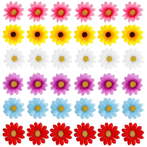 Vista 12 de Framendino, Paquete de 12 pinzas de flores con clip de margarita azul, pequeñas horquillas de girasol, accesorios de novia para mujeres y niñas