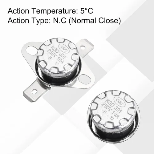 Vista 101 de uxcell KSD301 Termostato 32.0 °F/32 ° F 10 A Normalmente Cerrado N.C Ajuste Snap Disc Interruptor de temperatura para microondas, horno, cafeteras 2