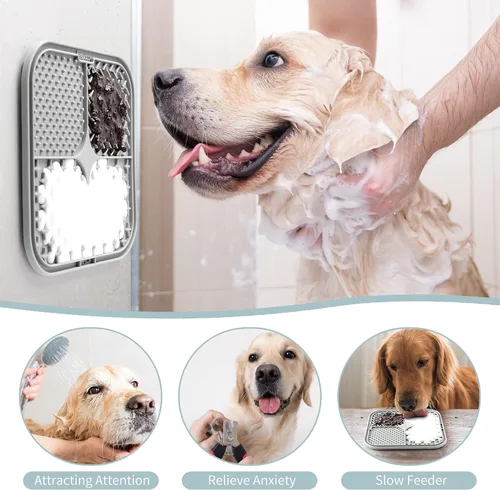 Vista 4 de Coomazy Alfombrilla para lamer perros y gatos, alimentador lento y diseño antideslizante, reductor de aburrimiento y ansiedad, adecuado