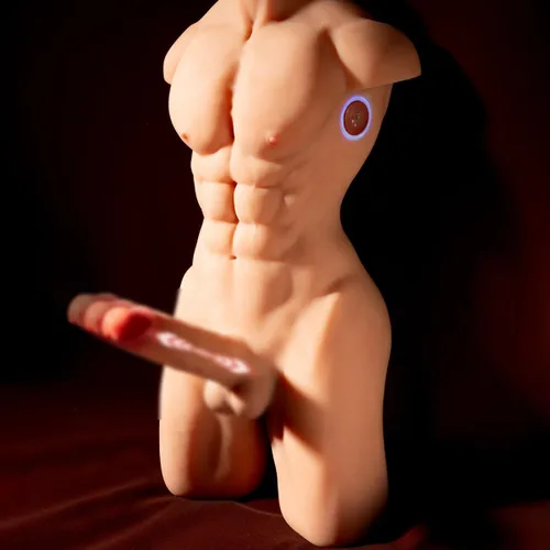 Vista 5 de AUSLOVE Muñeca sexual masculina realista para mujer, muñecas sexuales musculares de 22 libras, torso con consolador de empuje y vibración, juguetes