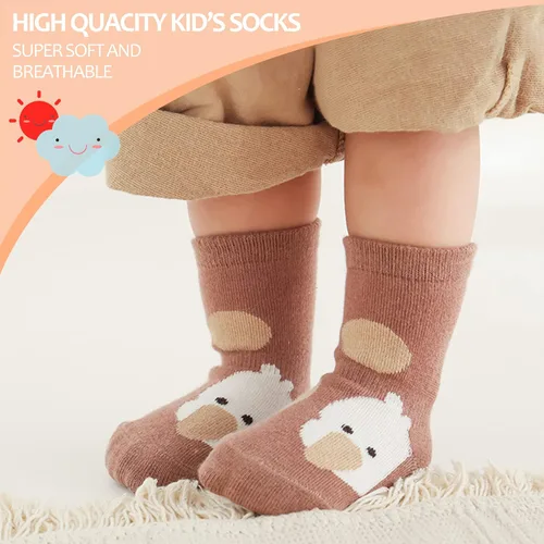 Vista 2 de TRUEHAN 5 pares de calcetines antideslizantes con puños para bebés, para niños y niñas