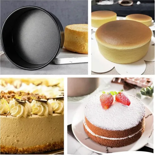 Vista 4 de Juego de 2 moldes para pasteles de 5 pulgadas, diseño sin costuras de aluminio antiadherente a prueba de fugas Seamless one-piece prevents;premium
