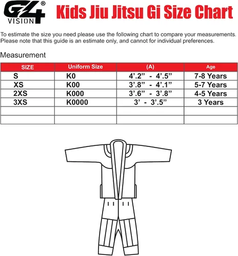 Vista 2 de G4 VISION BJJ Kids Jiu Jitsu Gi, uniforme brasileño de Jiu Jitsu para niños, cinturón blanco ligero