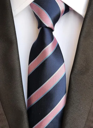 Vista 103 de Secdtie Corbata clásica de seda tejida jacquard a rayas para hombre