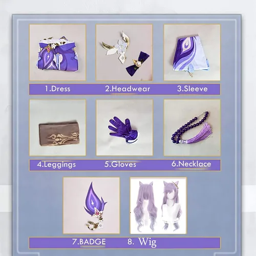 Vista 3 de Disfraz de cosplay Keqing Cosplay de ámbar Baal Cosplay traje + peluca