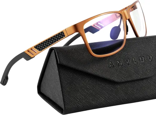 Vista 10 de ANYLUV Blue Light Blocking Glasses Men Computer Gaming Glasses Lightweight Al-Mg Metal Anti Eyestrain Eye Protection