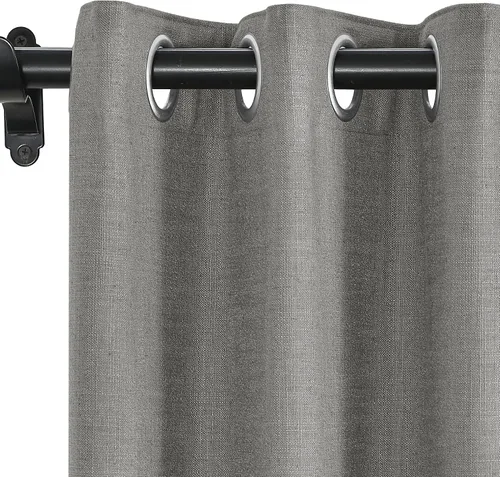 Vista 22 de Fcosie Cortinas opacas de lino 100 % opacas de 50 pulgadas de ancho x 63 pulgadas de largo, paneles de cortina con ojales para sala de estar