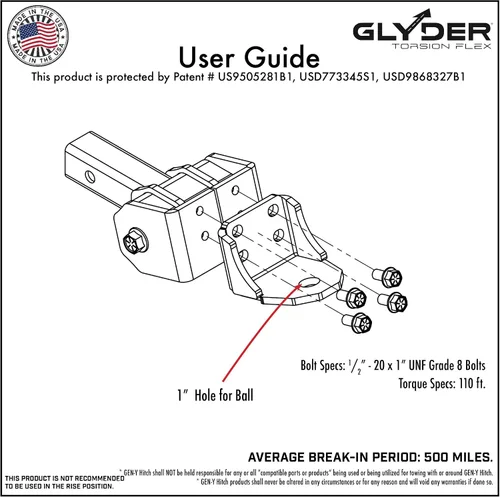 Vista 7 de GEN-Y Hitch Soporte de bola para receptor de 2 pulgadas - Plataforma de bola con orificio de montaje de 1 ″ de diámetro, caída de 2 pulgadas