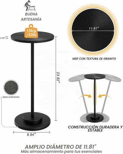 Vista 2 de Mesa auxiliar redonda, mesa pequeña para bebidas para espacios