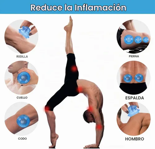Vista 4 de Conjunto de terapia de ventosas de silicona, tazas de terapia de masaje azul y transparente
